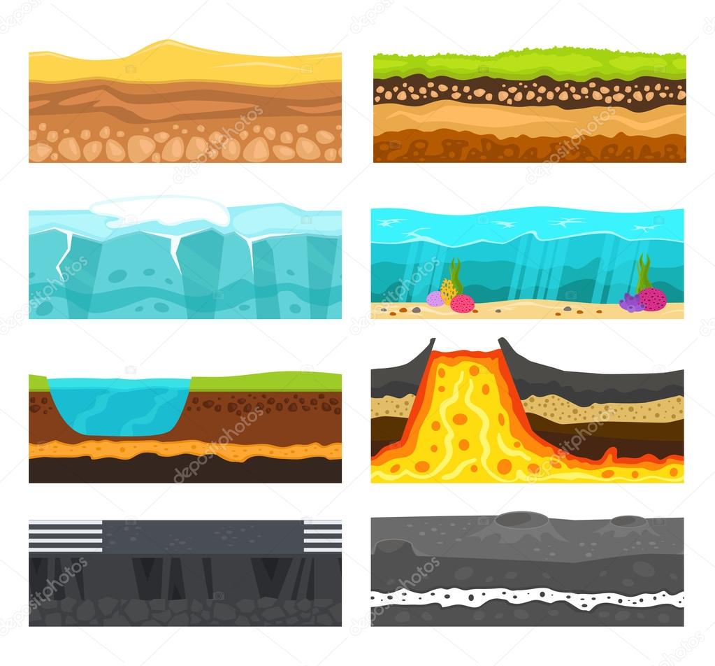 Ground slices vector set.