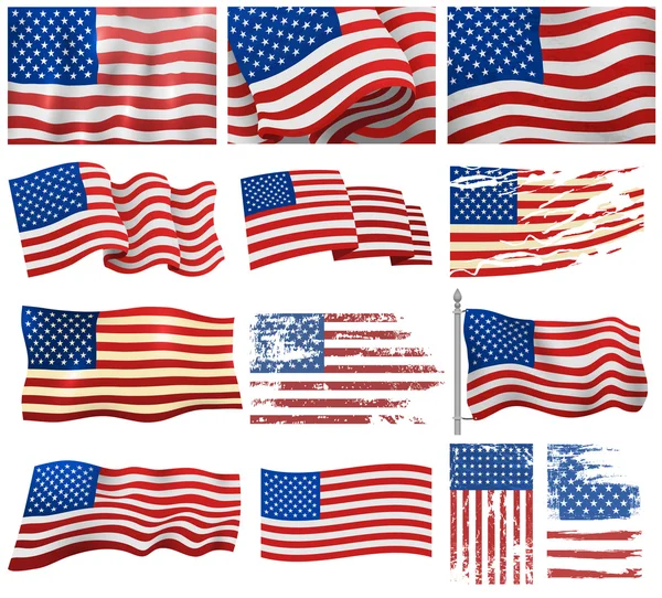 USA flaggor vektor set. — Stock vektor