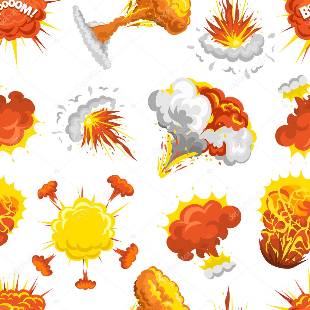 Bomb explosion effect seamless pattern