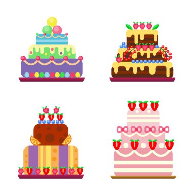 Krem doğum günü Kek pasta vektör.