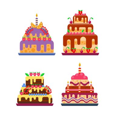 Krem doğum günü Kek pasta vektör.