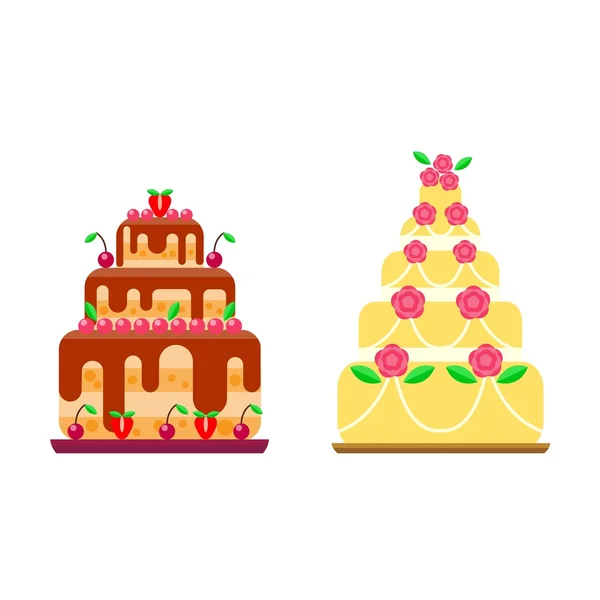 Krém születésnapi torta torta vektor. — Stock Vector