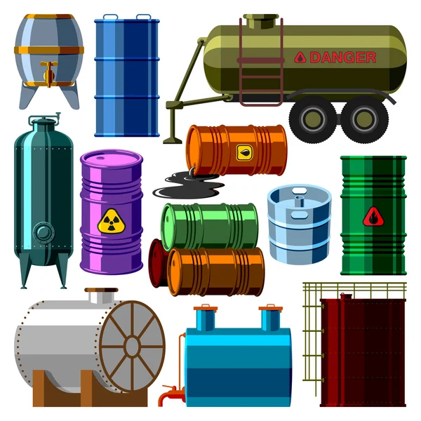 Conjunto de vetor de tanques de barril . — Vetor de Stock