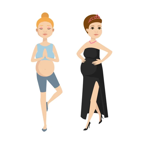 年轻孕妇特征向量 — 图库矢量图片