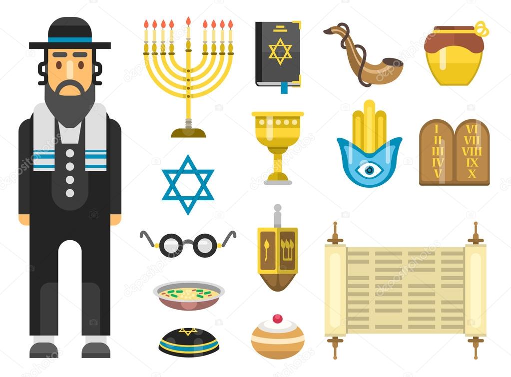 Jew icons vector set.