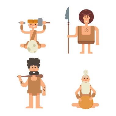 Mağara adamı ilkel Taş Devri insanları