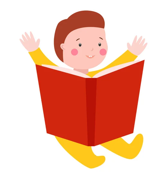Baby Kind liest Buch Vektor Illustration. — Stockvektor