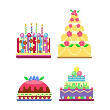 Krem doğum günü Kek pasta vektör.