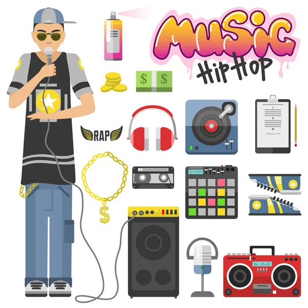 Illustrazione vettoriale rap hiphop — Vettoriale Stock