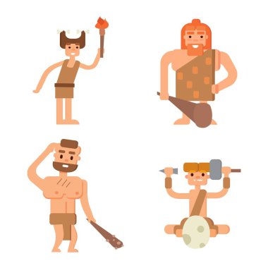 Mağara adamı ilkel Taş Devri insanları