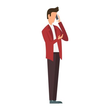 İnsanların telefon karakter illüstrasyon vektör.