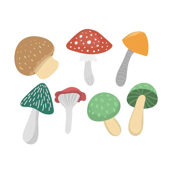 Set illustrazione vettoriale funghi — Vettoriale Stock