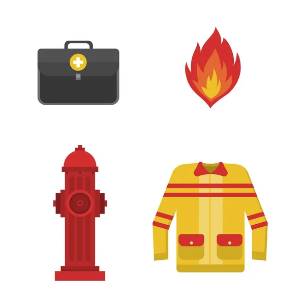 Vector set bombero iconos de seguridad contra incendios — Vector de stock