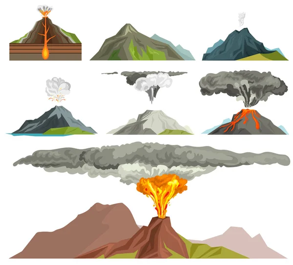 Ilustración del vector del volcán . — Vector de stock