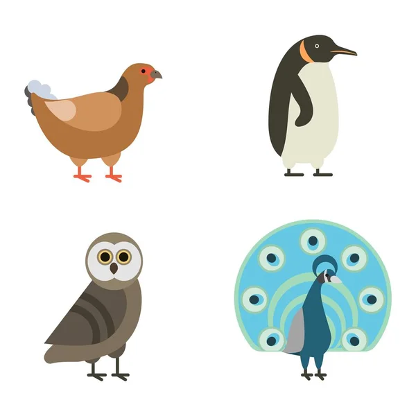 Vögel Vektor Set Illustration isoliert — Stockvektor