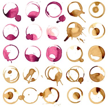 Şarap ve kahve Kupası noktalar vektör leke