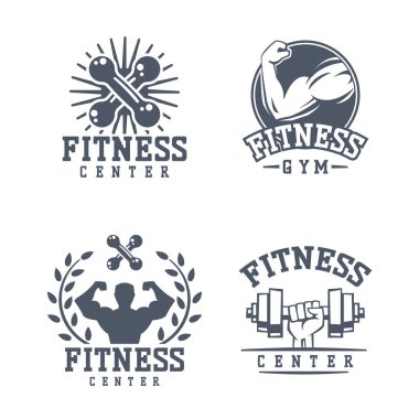 Spor salonu fitness logo vektör rozeti.