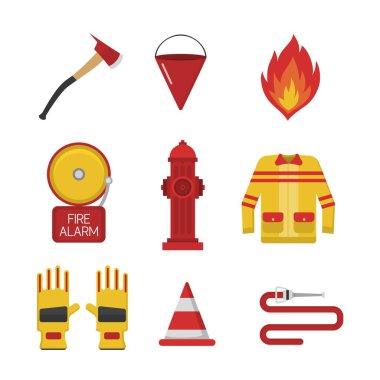 Vektör itfaiye yangın emniyet Icons set