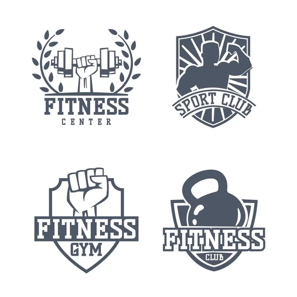 Ginásio fitness logotipo emblema vetor . — Vetor de Stock