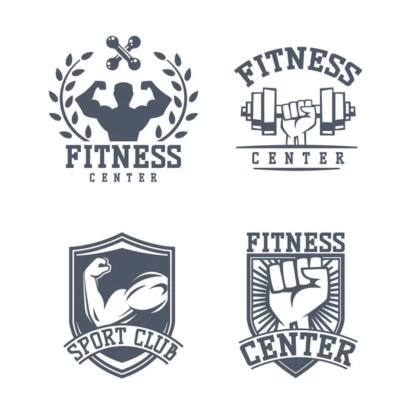 Ginásio fitness logotipo emblema vetor . —  Vetores de Stock