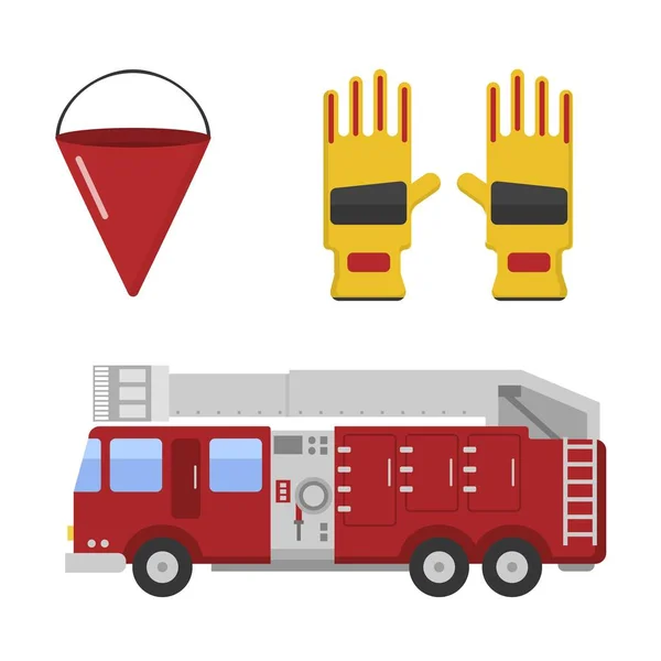 Gedetailleerde illustratie van brandweerwagen — Stockvector