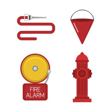 Vector set firefighter fire safety icons clipart
