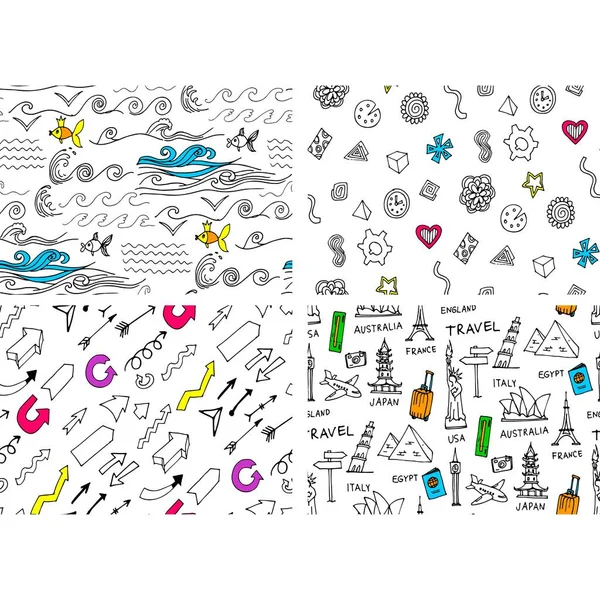 Doodles naadloze patroon set. — Stockfoto