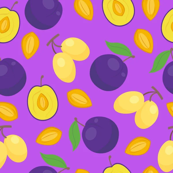 Fruits prune motifs sans couture vecteur — Image vectorielle