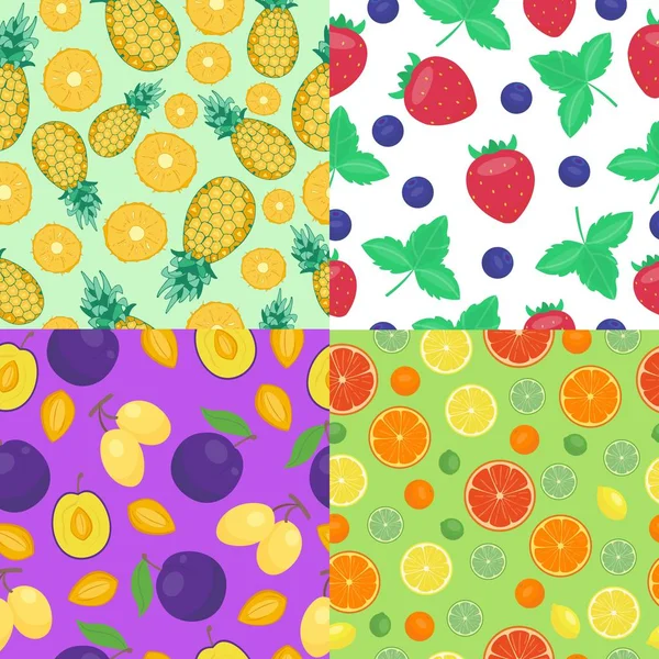 Fruits seamless patterns set. — Stock Photo, Image