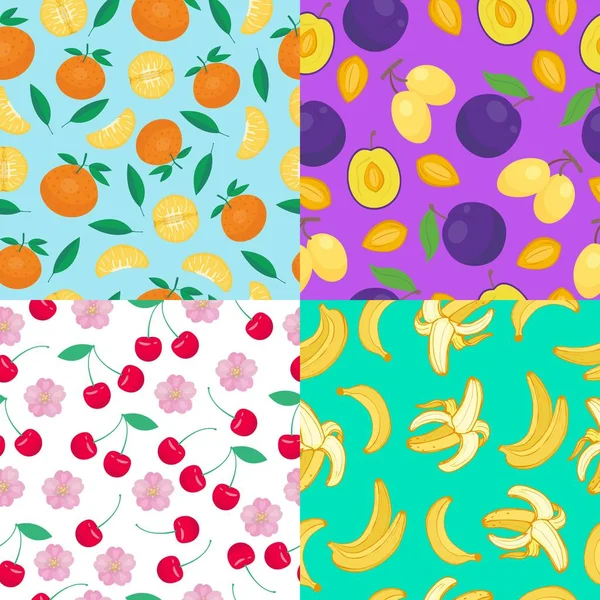 Frutas sem costura padrões definidos . — Fotografia de Stock