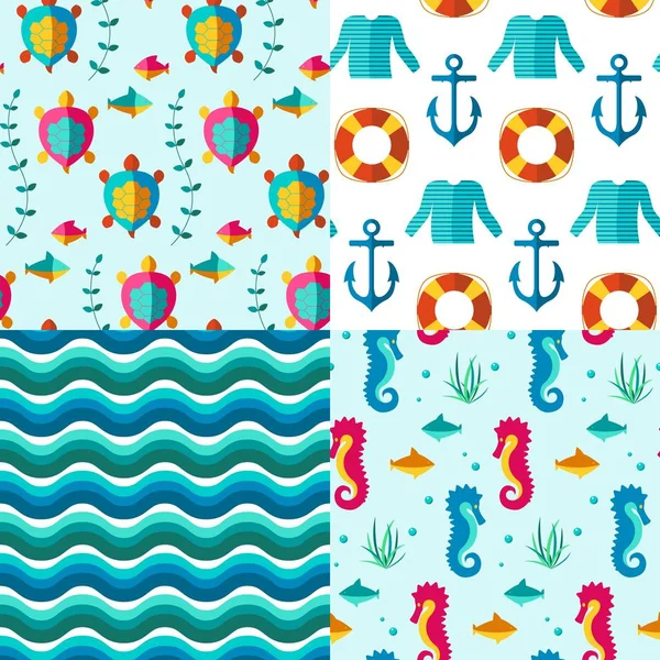 Seamless patterns nautical elements — Stock Photo, Image