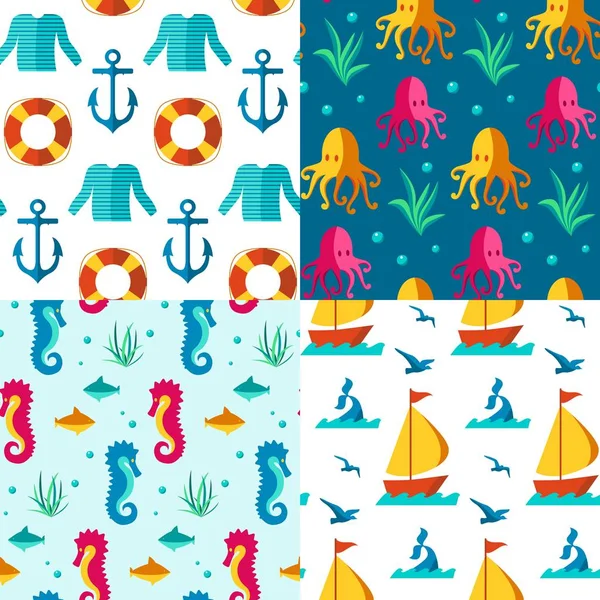 Seamless patterns nautical elements — Stock Photo, Image