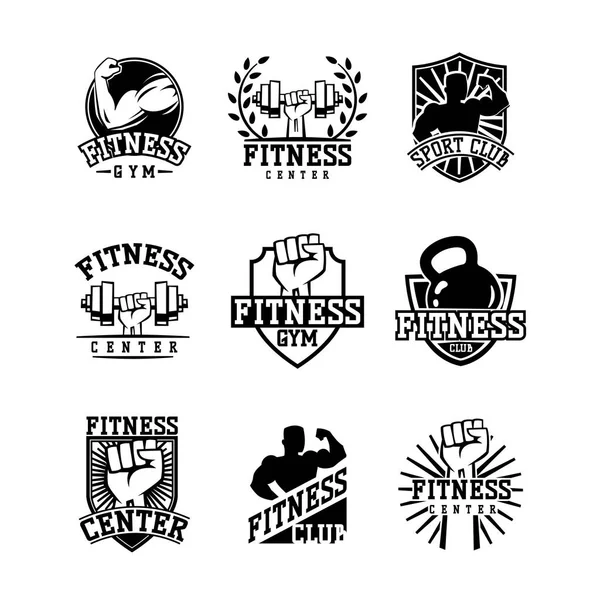 Gimnasio fitness logo vector de la insignia . — Vector de stock