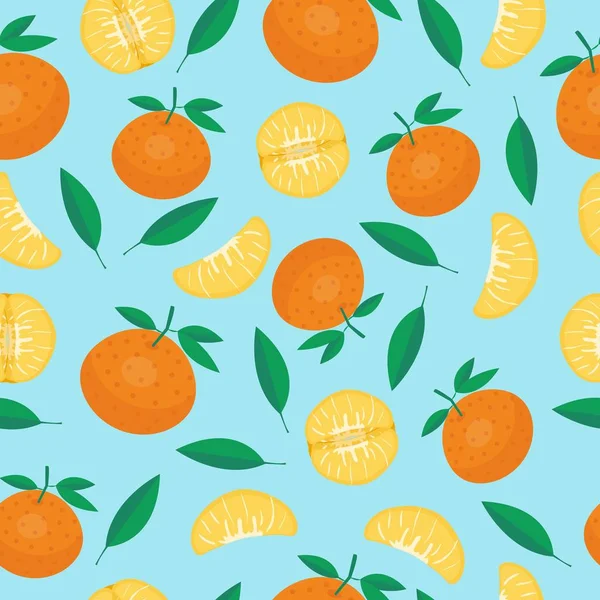 Frutta mandarino modelli senza soluzione di continuità vettore — Vettoriale Stock
