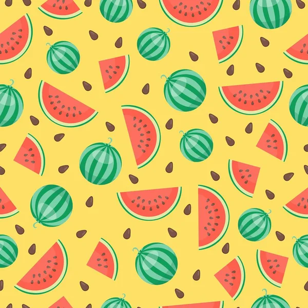 Fruits watermelon seamless patterns vector — Stock Vector