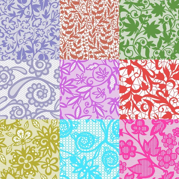 Ensemble de motif floral vintage sans couture — Image vectorielle