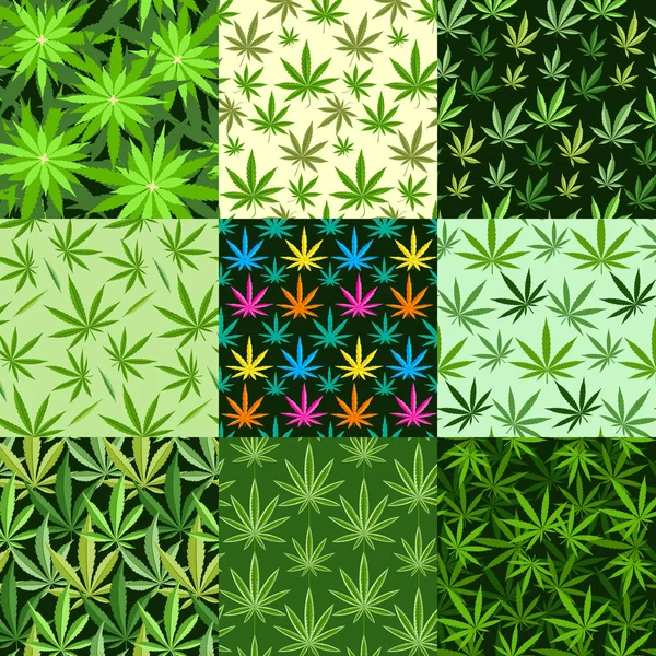 Marijuana sfondo vettoriale set . — Vettoriale Stock