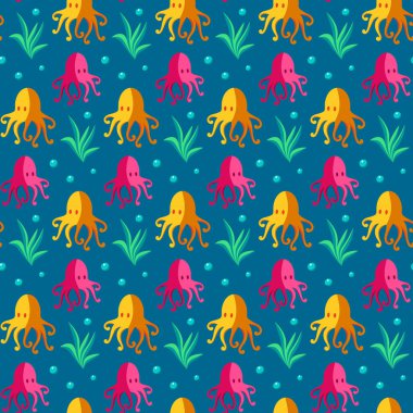 Dikişsiz desen deniz öğeleri vektör