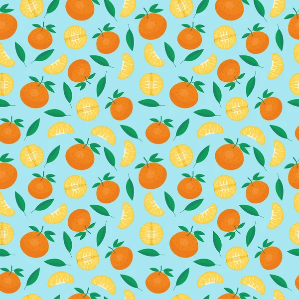Früchte Mandarine nahtlose Muster Vektor — Stockvektor