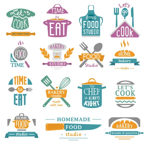 Ilustración vectorial de insignia de cocina . — Vector de stock