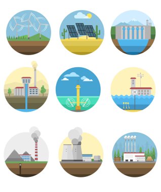 Alternative energy electricity power station clipart