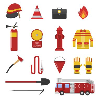 Vektör itfaiyeci Emanet düz Icons set