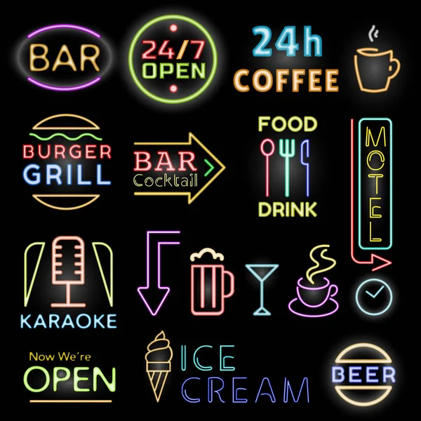 Işık neon Etiketler vektör çizim