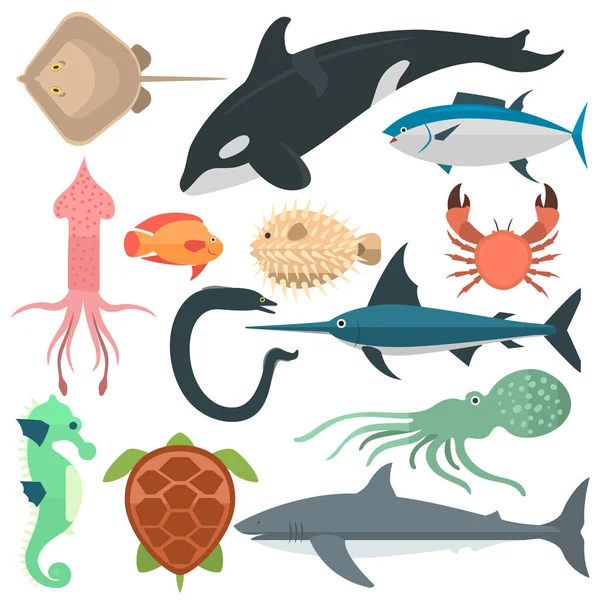 Illustrazione vettoriale animali marini. — Vettoriale Stock