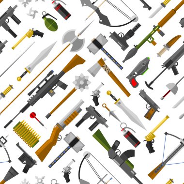 Flat seamless pattern weapons vector format. clipart