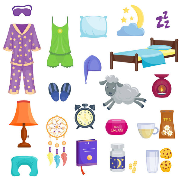 Sleep dream icons vector set.