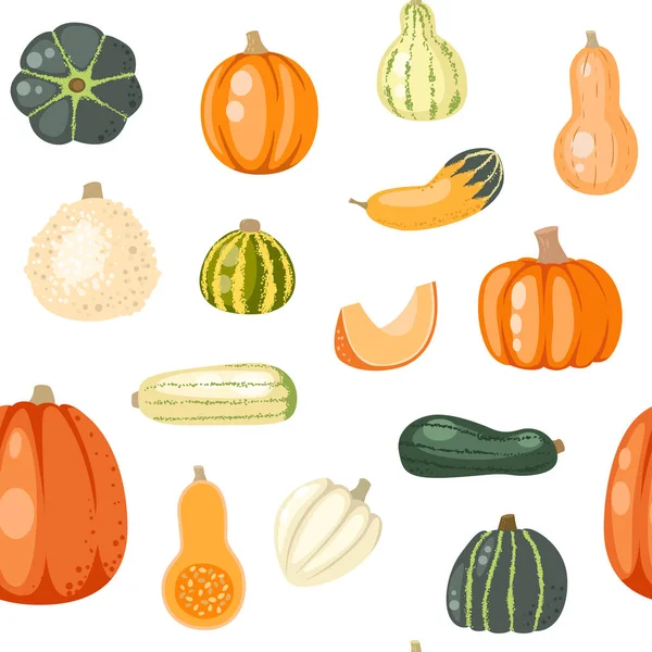 Patrón sin costuras con calabazas en blanco — Vector de stock