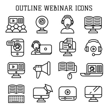 Webinar anahat simgelerini vektör.