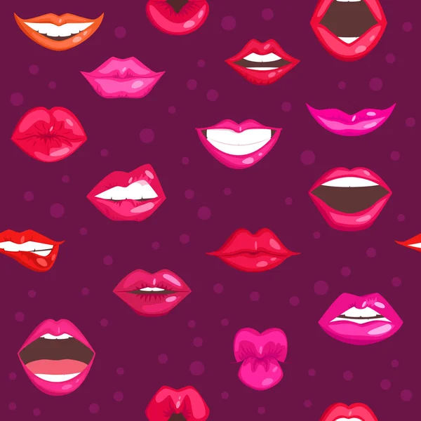 Woman lips seamless pattern — Stock Vector