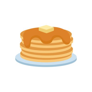 Pancakes with fresh blueberries and maple syrup sweet vector illustration. clipart